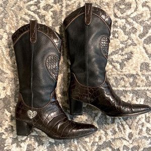 Brighton Toby Leather Boots Sz 6.5 Black & Brown
